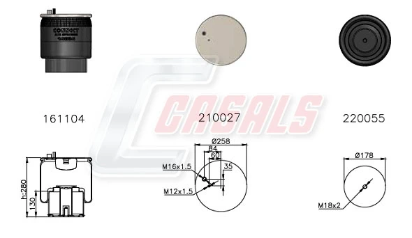 Coxim pneumático (suspensão de lâminas pneumática) do eixo 81436010175 MAN