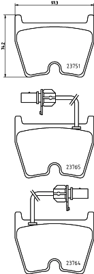 8DB355009191 HELLA Sapatas do freio dianteiras de disco