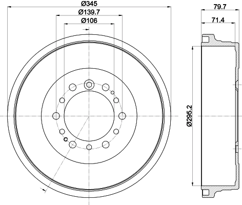8DT355302971 HELLA Tambor do freio traseiro