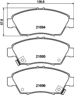8DB355016461 HELLA Sapatas do freio dianteiras de disco