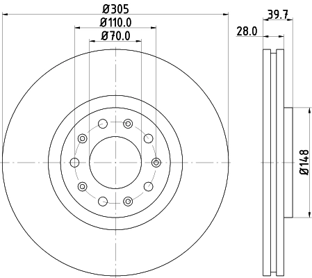 8DD355116631 HELLA Disco do freio dianteiro