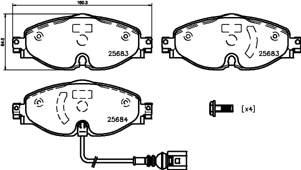 8DB355020191 HELLA Sapatas do freio dianteiras de disco