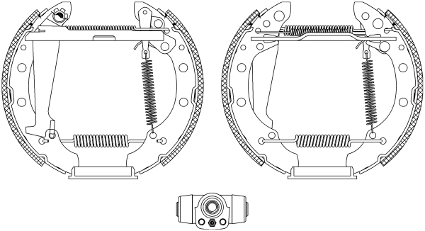 Sapatas do freio traseiras de tambor, montadas com cilindros, kit para Volkswagen Passat B2 32B