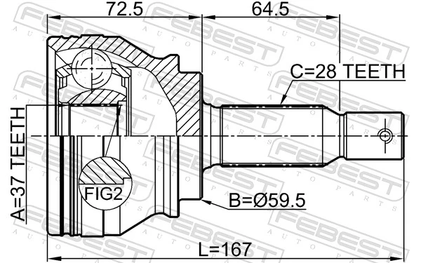 Junta homocinética externa dianteira Mitsubishi Eclipse CROSS GK, GL