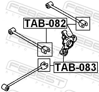 TAB082 Febest Bloco silencioso do pino de apoio traseiro