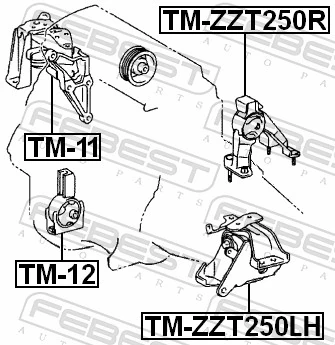 TMZZT250R Febest Coxim (suporte) traseiro de motor