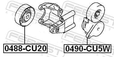 0490CU5W Febest Reguladora de tensão da correia de transmissão