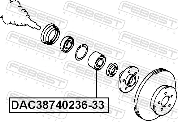 DAC3874023633 Febest Rolamento de cubo dianteiro