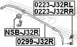 0299J32R Febest Estabilizador traseiro