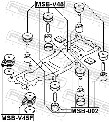 MSBV45 Febest Coxim de chassi (de fixação de carroçaria)