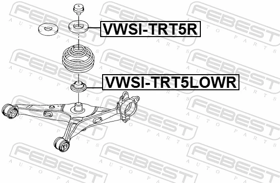 VWSITRT5LOWR Febest Espaçador (anel de borracha) da mola traseira inferior