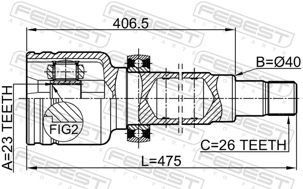 2111CB420RH Febest Junta homocinética interna dianteira direita
