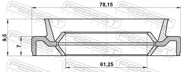 95EDS63780710X Febest Bucim do semieixo direito do eixo dianteiro