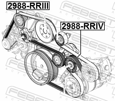 2988RRIII Febest Rolo parasita da correia de transmissão