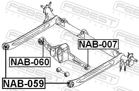 NAB060 Febest Bloco silencioso traseiro de braço oscilante transversal