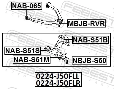NABS51B Febest Bloco silencioso dianteiro do braço oscilante inferior