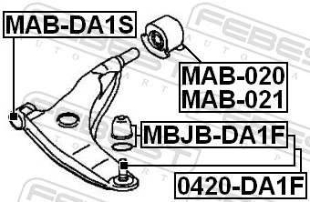 MABDA1S Febest Bloco silencioso dianteiro do braço oscilante inferior