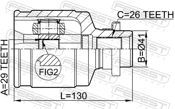 0411CU204WD Febest Junta homocinética interna dianteira direita