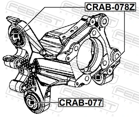 CRAB077 Febest Bloco silencioso do pino de apoio traseiro