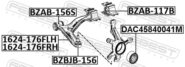 BZBJB156 Febest Bota de proteção de suporte esférico inferior