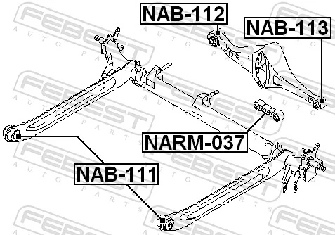 NAB111 Febest Bloco silencioso de viga traseira (de plataforma veicular)