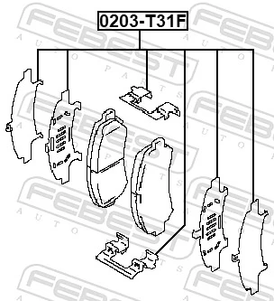 Kit de molas de fixação de sapatas de disco dianteiras Nissan X-Trail  T31