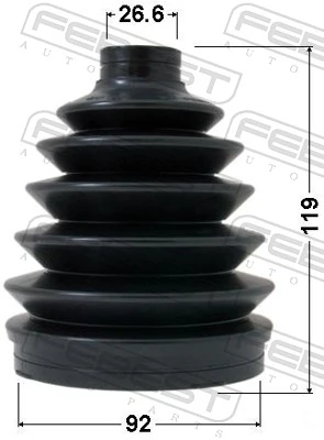 Bota de proteção externa de junta homocinética do semieixo dianteiro Mitsubishi Pajero III 