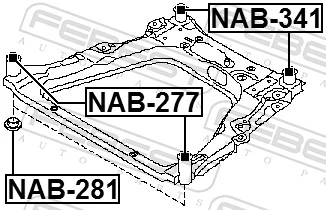 NAB341 Febest Bloco silencioso (coxim) de viga dianteira (de plataforma veicular)