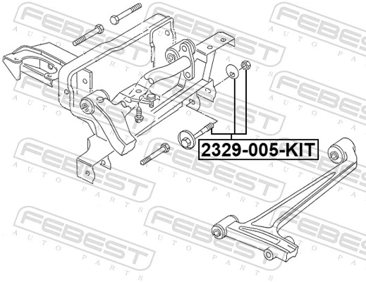 2329005KIT Febest Parafuso de fixação de braço oscilante dianteiro, inferior