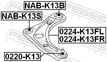 NABK13B Febest Bloco silencioso dianteiro do braço oscilante inferior