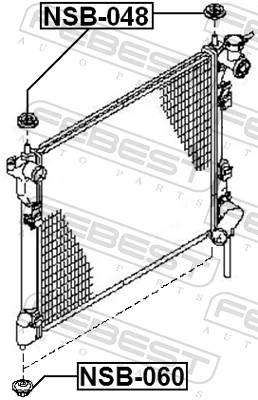 NSB048 Febest Coxim superior de fixação do radiador