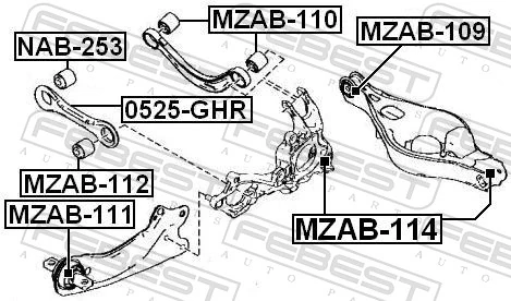 MZAB112 Febest Bloco silencioso da barra Panhard (de suspensão traseira)