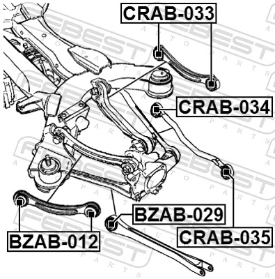 CRAB034 Febest Bloco silencioso da barra Panhard (de suspensão traseira)