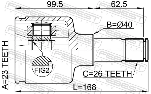 2111CB420LH Febest Junta homocinética interna dianteira esquerda