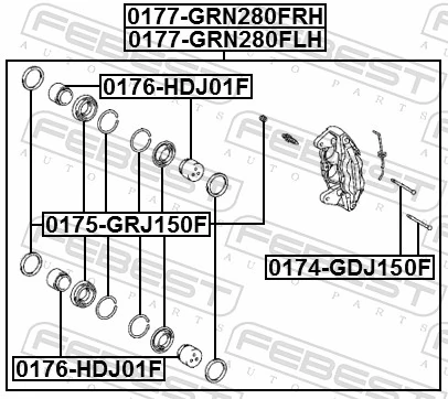 0177GRN280FLH Febest Suporte do freio dianteiro esquerdo
