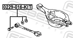 0229016KIT Febest Parafuso de fixação de braço oscilante de inclinação traseiro, interno
