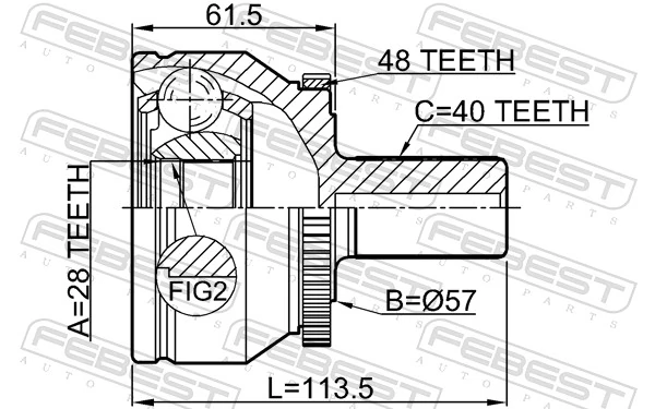 2710XC90A48 Febest Junta homocinética externa dianteira