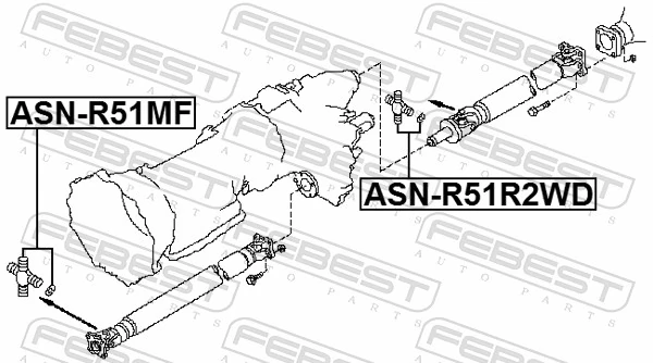 ASNR51R2WD Febest Cruzeta da junta universal traseira