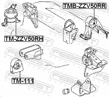 TMZZV50RH Febest Coxim (suporte) direito de motor