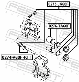 0274A60FKIT Febest Kit de reparação de suporte do freio dianteiro