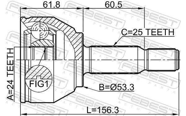 Junta homocinética externa dianteira Ford Connect TOURNEO PU2
