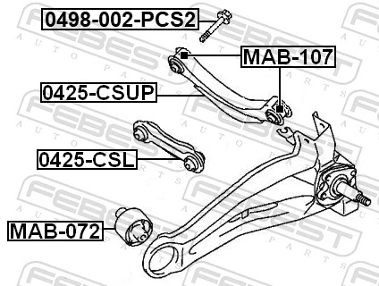 0498002PCS2 Febest Parafuso de fixação de viga dianteira (de plataforma veicular)