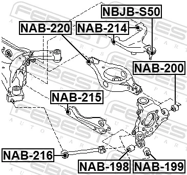 NAB214 Febest Bloco silencioso do braço oscilante superior traseiro