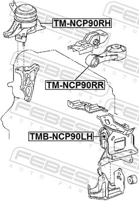 TMBNCP90LH Febest Coxim (suporte) esquerdo de motor