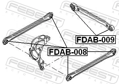 FDAB009 Febest Bloco silencioso do braço oscilante inferior traseiro longitudinal