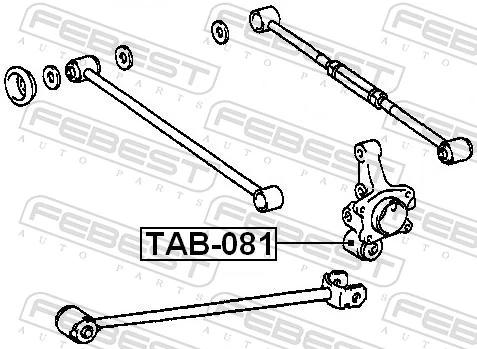 TAB081 Febest Bloco silencioso do pino de apoio traseiro