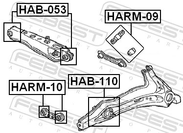 HARM10 Febest Bloco silencioso da barra Panhard (de suspensão traseira)