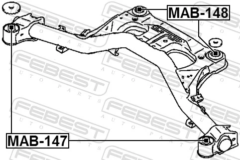 MAB147 Febest Bloco silencioso de viga traseira (de plataforma veicular)