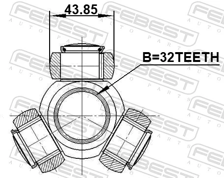 1216D7AT2WD Febest Junta homocinética interna, tripé