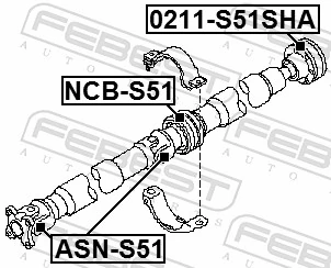 ASNS51 Febest Cruzeta da junta universal traseira